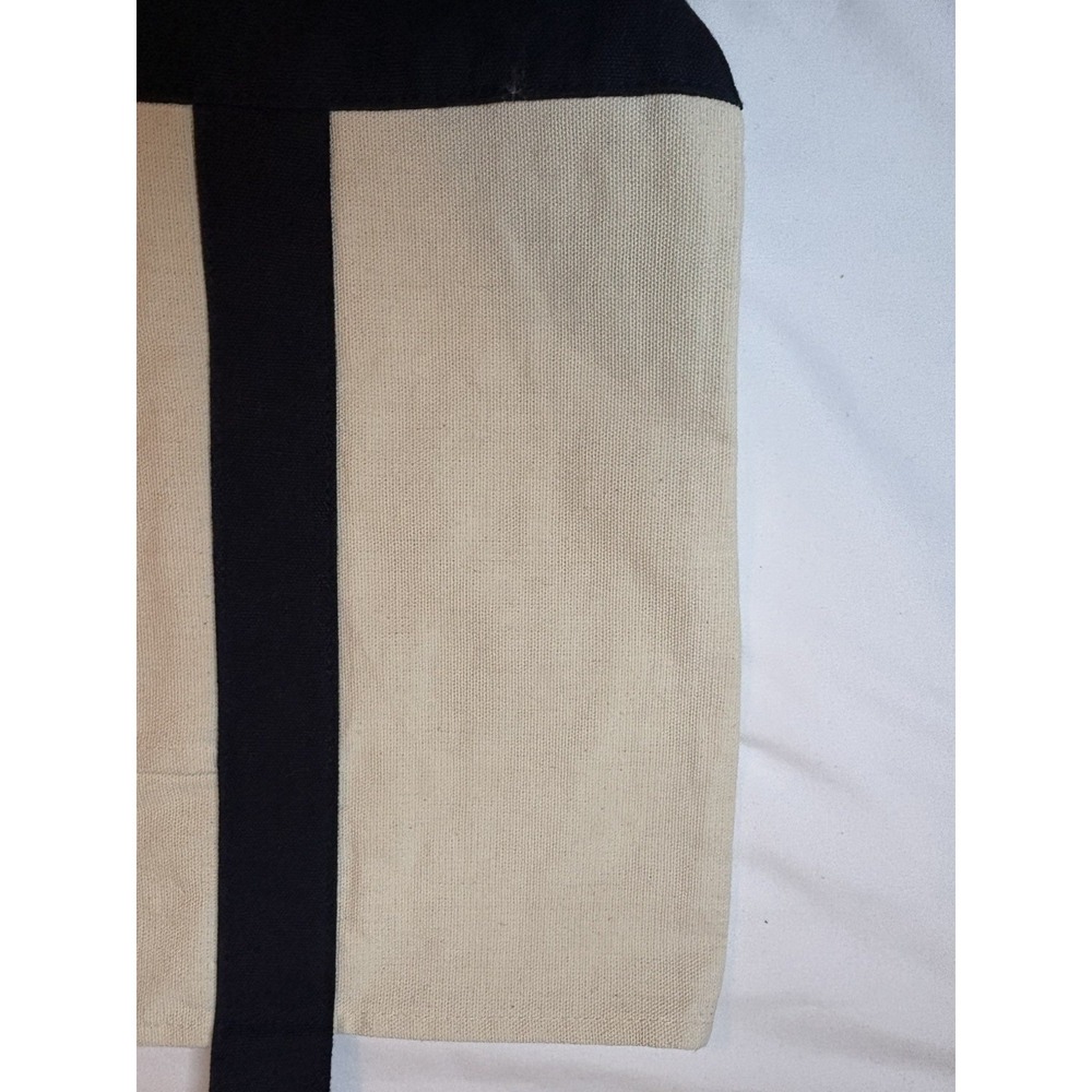 Trader Joe's Large Classic Canvas Reusable Tote Bag White & Navy 20x14x6 - Picture 4 of 7